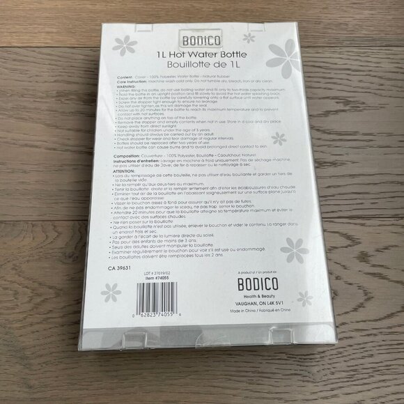 Bodico Health & Body 1L Hot Water Bottle w Sweet Baby Fox Poly Cover Sz OS NWT - Picture 3 of 5